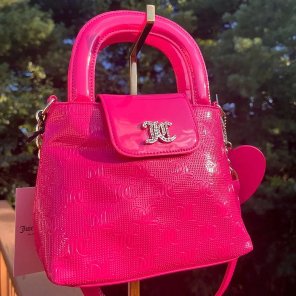 Juicy Couture Live Laugh Pink Mini Crossbody Bag Chain Strap NWT
